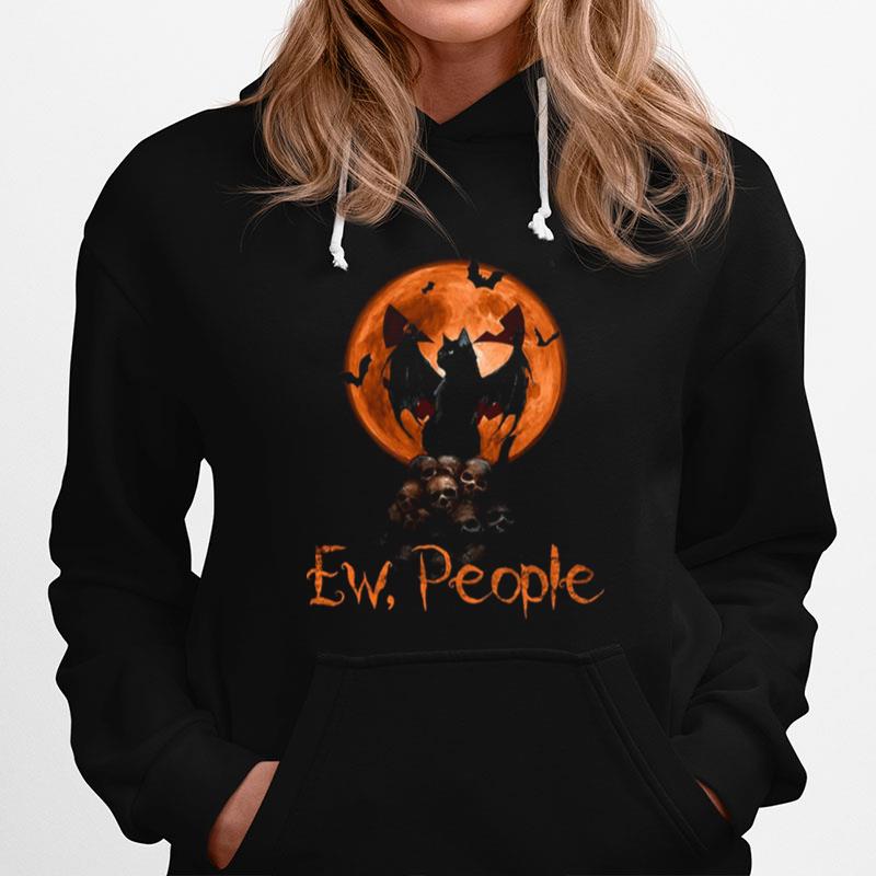 Ew People Black Cat Bats Moon Skull Halloween Hoodie