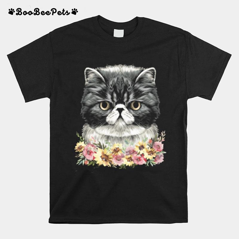 Exotic Shorthair Cat Floral T-Shirt