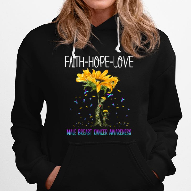 Faith Hope Love Male Breast Cancer Awareness Hoodie