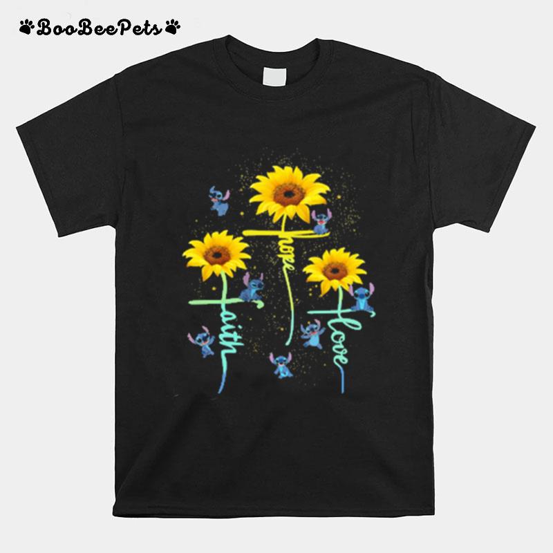 Faith Hope Love Stitch Sunflower T-Shirt