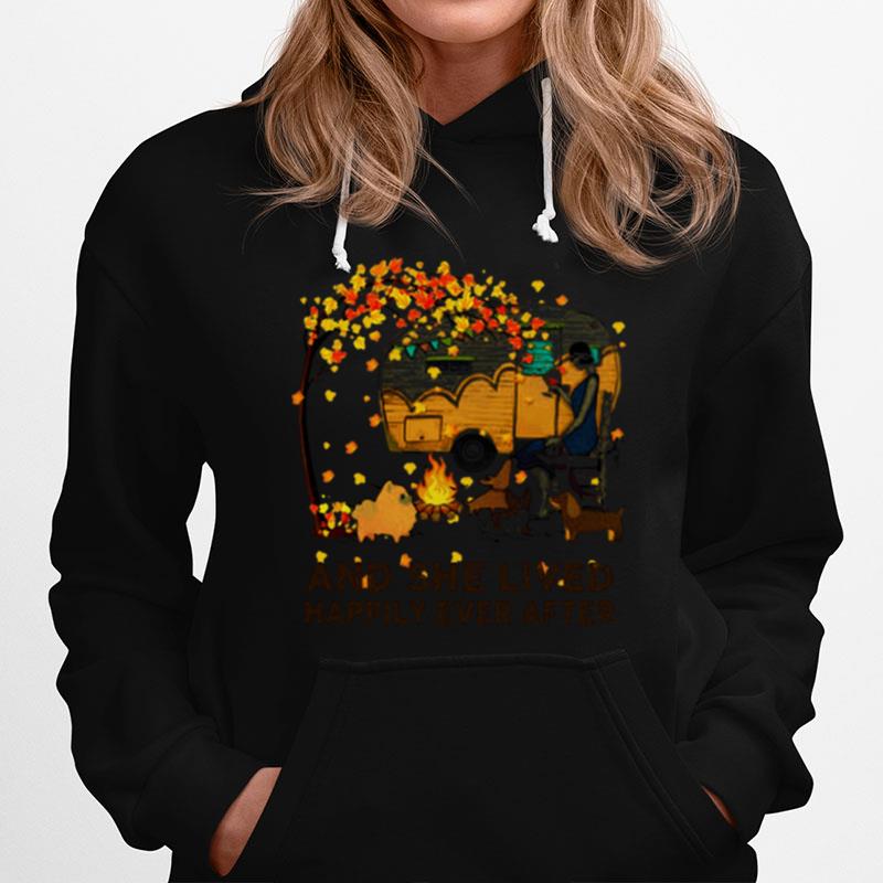 Fall Girl Camping With Dogs And She Lived Happily Ever After Hoodie