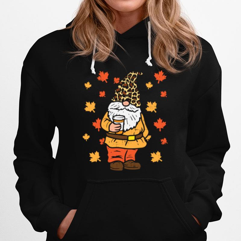 Fall Gnome Coffee Leopard Hat Halloween Thanksgiving Autumn Hoodie