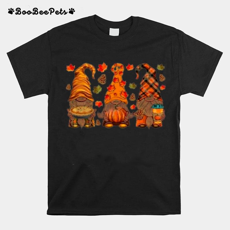 Fall Gnome Gnomes With Falling Leaves T-Shirt
