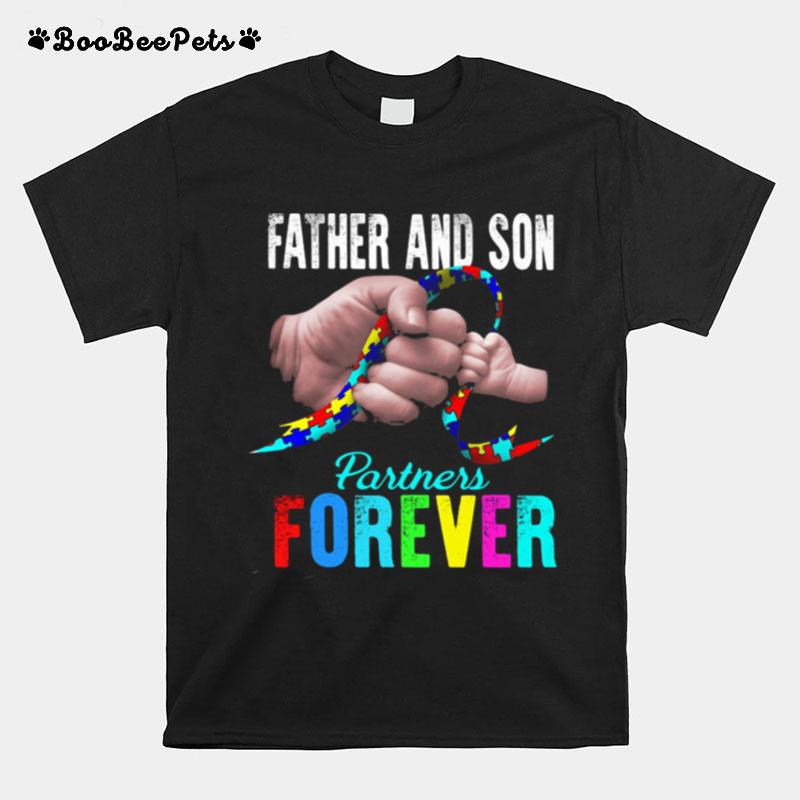 Father And Autism Son Partners Forever Autism T-Shirt