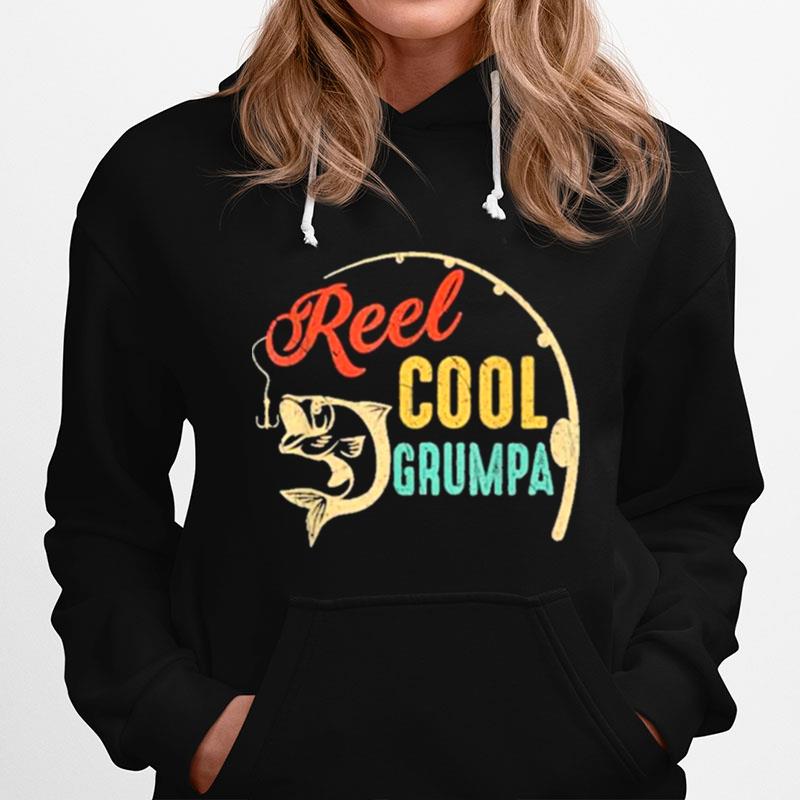 Fathers Day Fishing Reel Cool Grumpa Vintage Hoodie