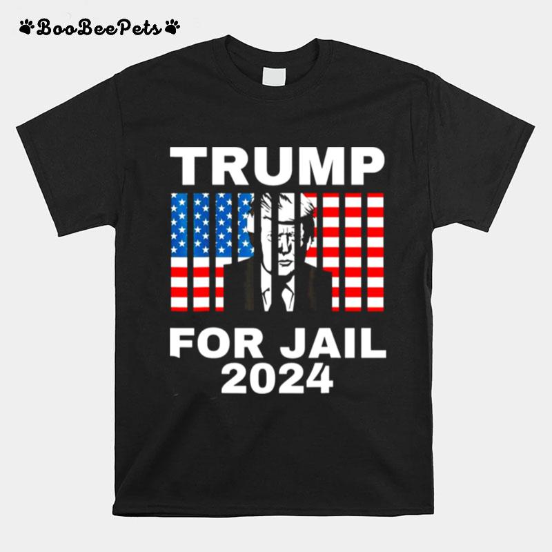 Fbi Searches Florida Trump Home Trump For Jail 2024 Anti Trump Us Flag T-Shirt