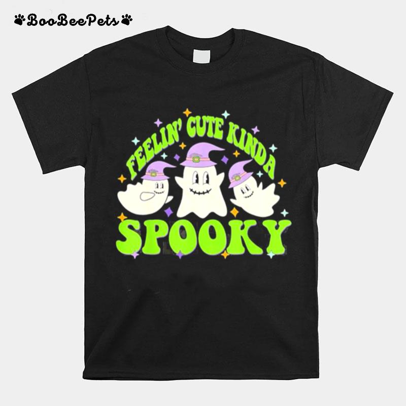 Fellin Cute Kinda Spooky Season Witch Boo Crew Halloween T-Shirt