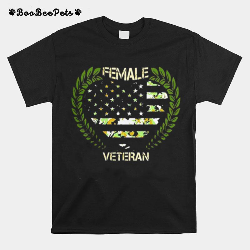 Female Veteran American Flag T-Shirt