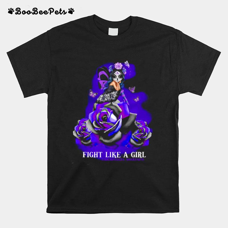 Fight Like A Girl Fibromyalgia Awareness Fairy Flower T-Shirt