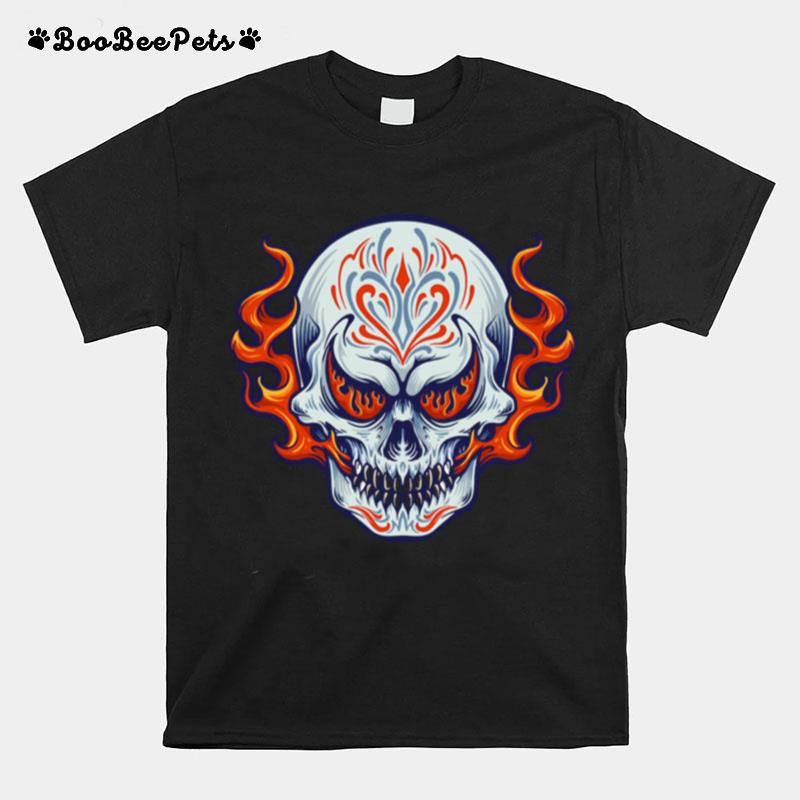 Fire Sugar Skull Dia De Muertos Day Of Dead T-Shirt