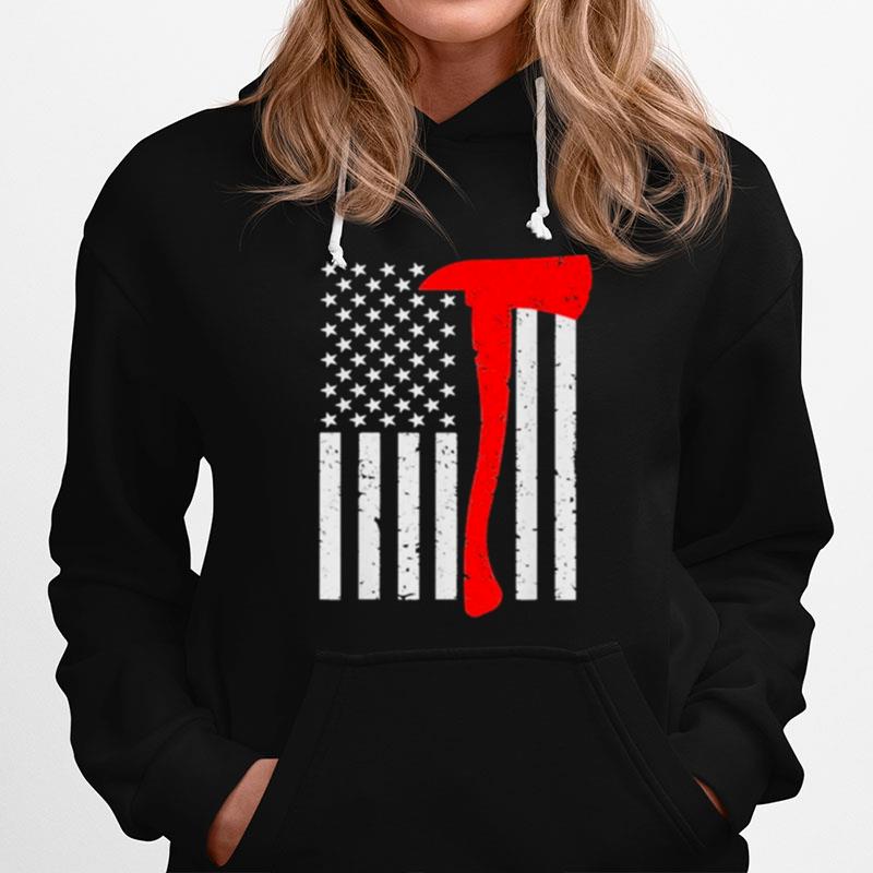 Firefighter American Flag Axe Thin Red Hoodie