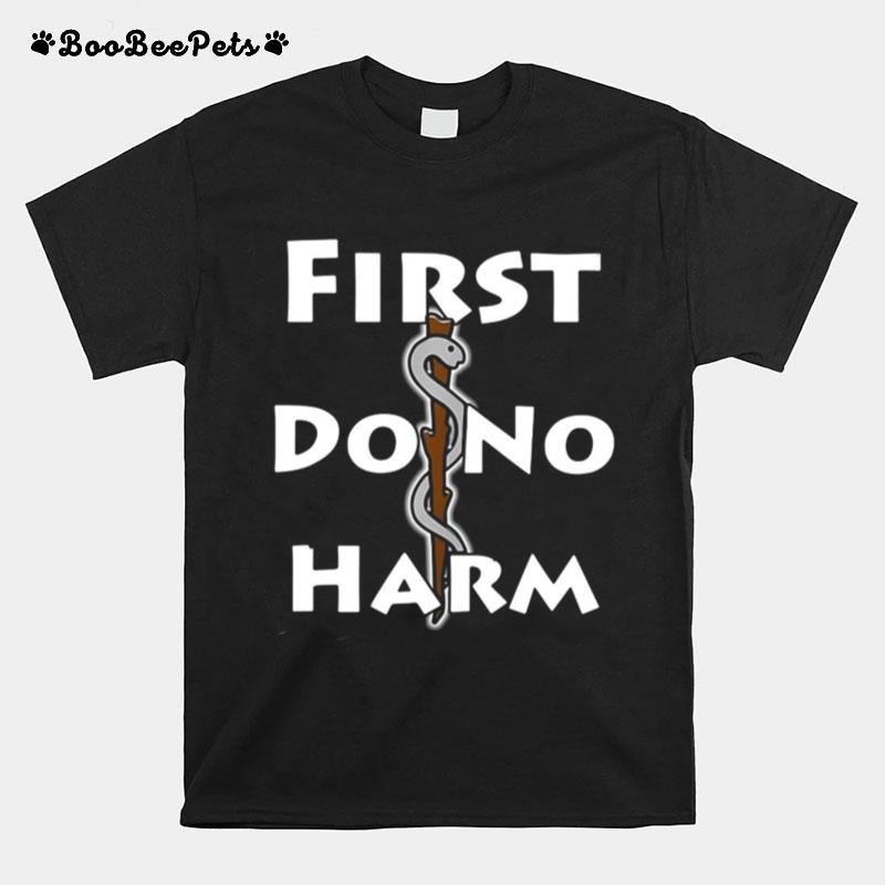 First Do No Harm Staff Of Asclepius Medicine Symbol Raglan Baseball T-Shirt