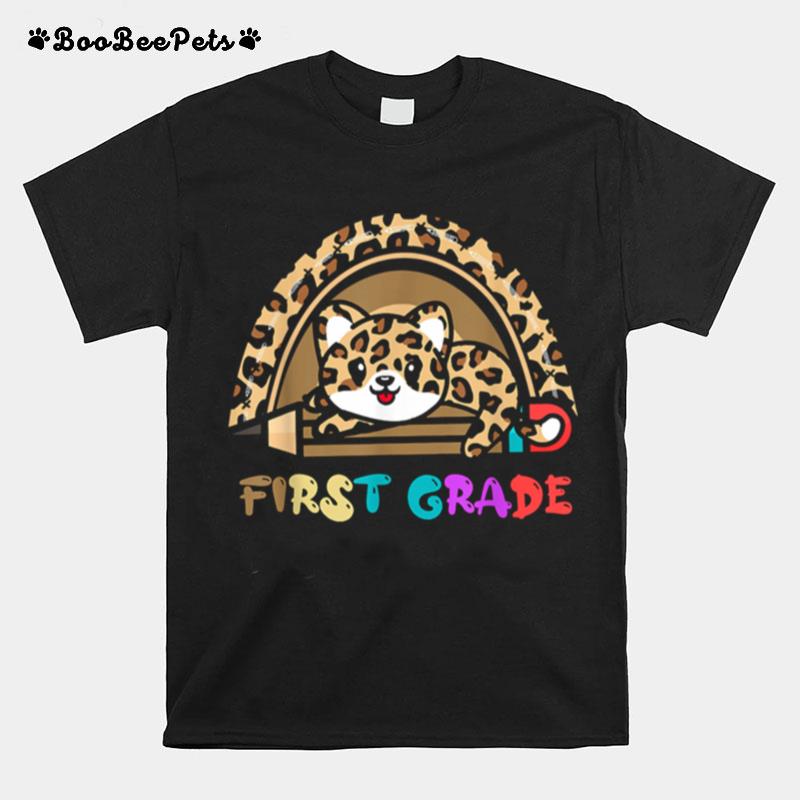 First Grade Leopard Rainbow T-Shirt