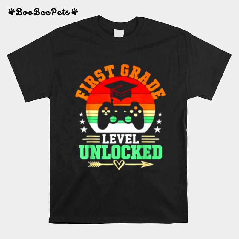 First Grade Level Unlocked Video Gamer Back To School Vintage T-Shirt