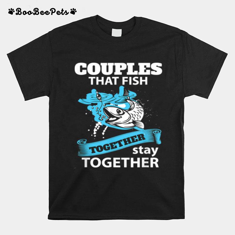 Fishing Couple Everyday Text Simple Retro T-Shirt