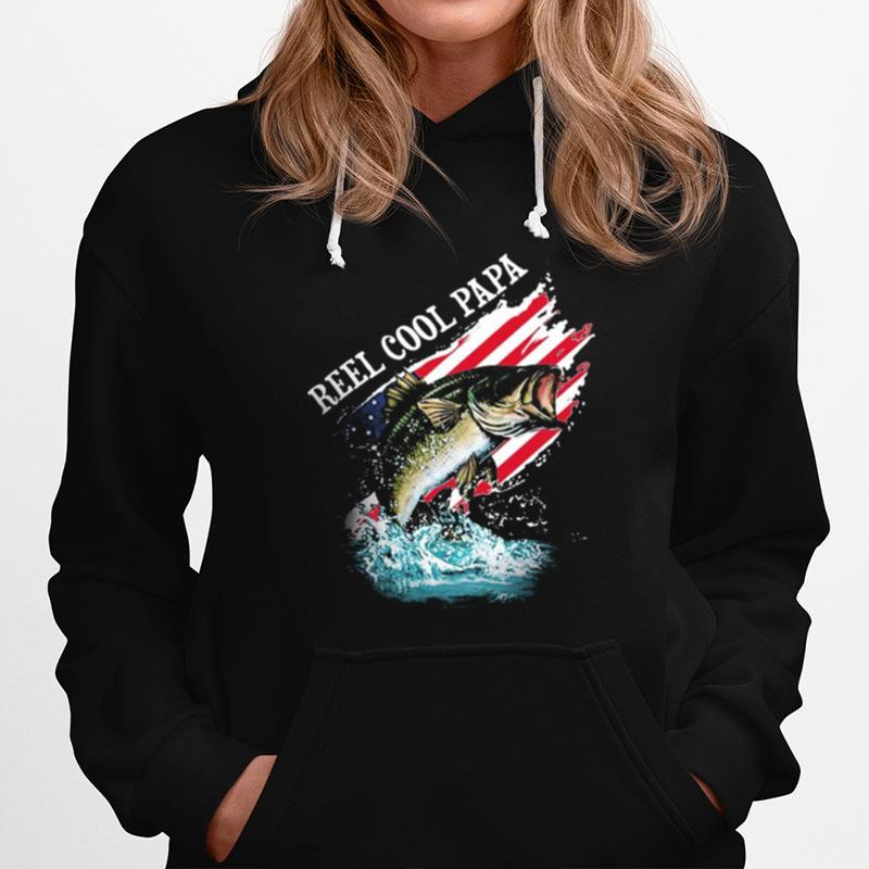 Fishing Reel Cool Papa American Flag Hoodie