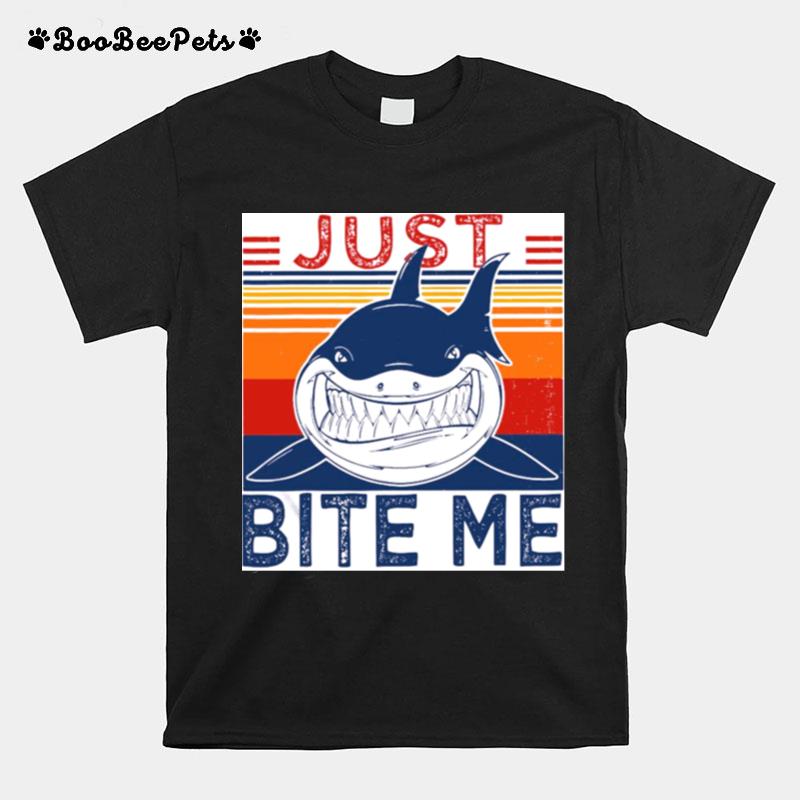 Fishing Shark Just Bite Me Vintage T-Shirt