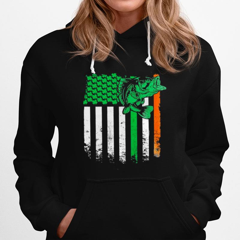 Fishing St Patricks Day Irish American Flag Hoodie