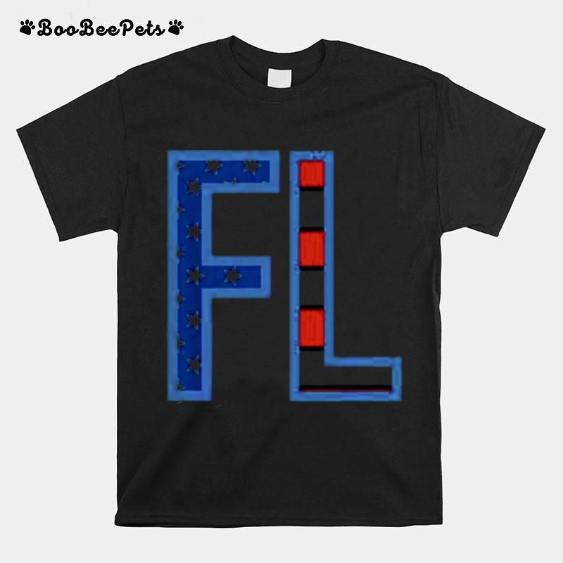 Fl Florida Her State Outline Abbreviation T-Shirt