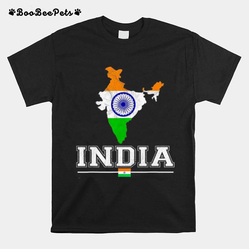 Flag Souvenir Indian Map Distressed India T-Shirt