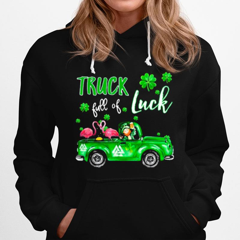 Flamingo And Irish Man Truck Drive Full Of Luck Hoodie