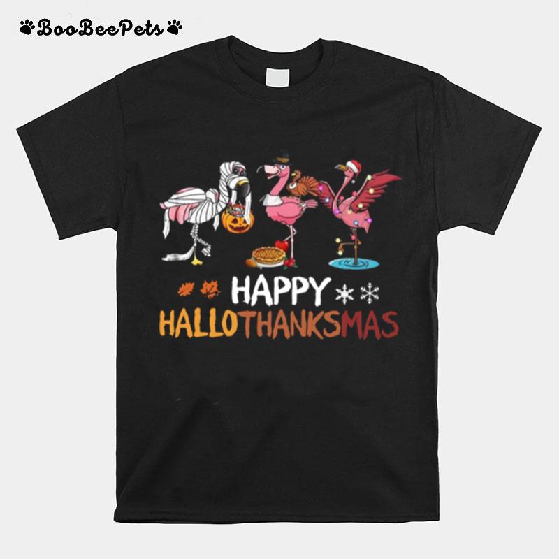 Flamingo Happy Hallothanksmas T-Shirt