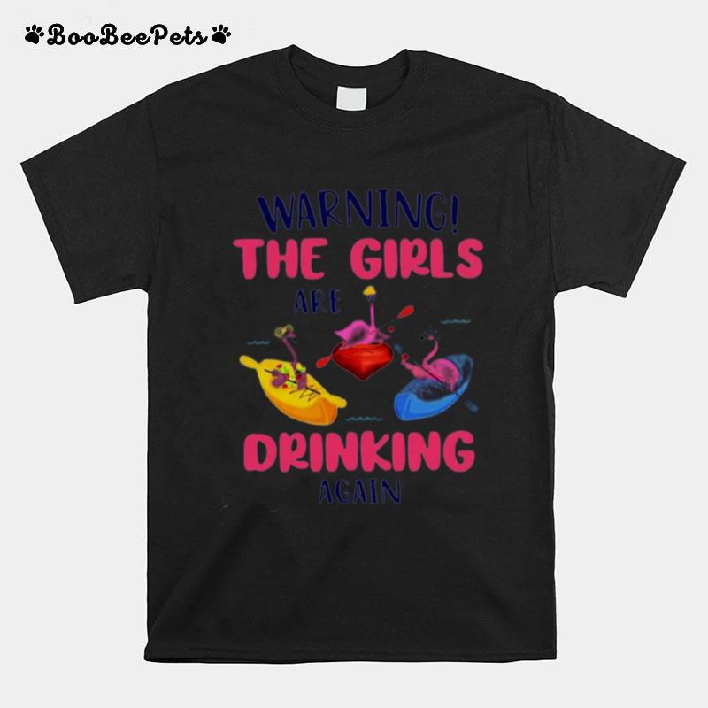 Flamingo Warning The Girl Are Drinking Again T-Shirt