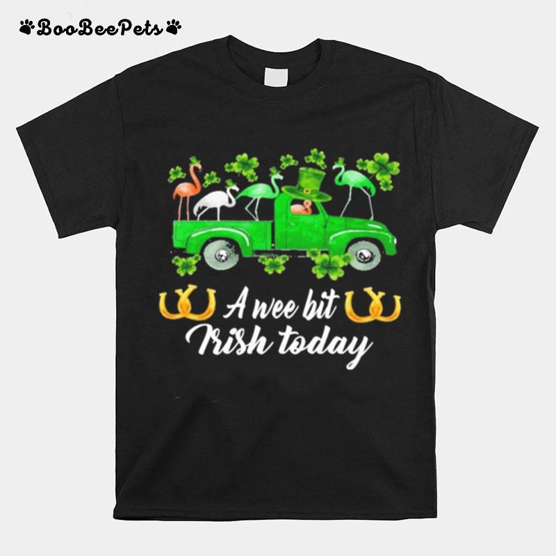 Flamingos Car St Patricks Day A Wee Bit Irish Today T-Shirt