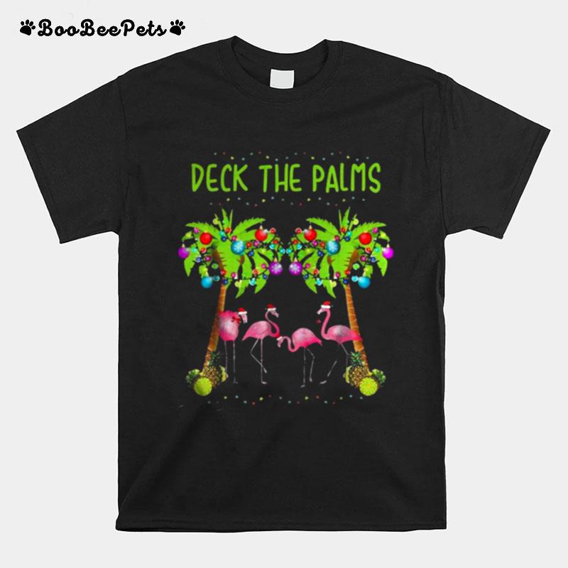 Flamingos Deck The Palms Christmas T-Shirt