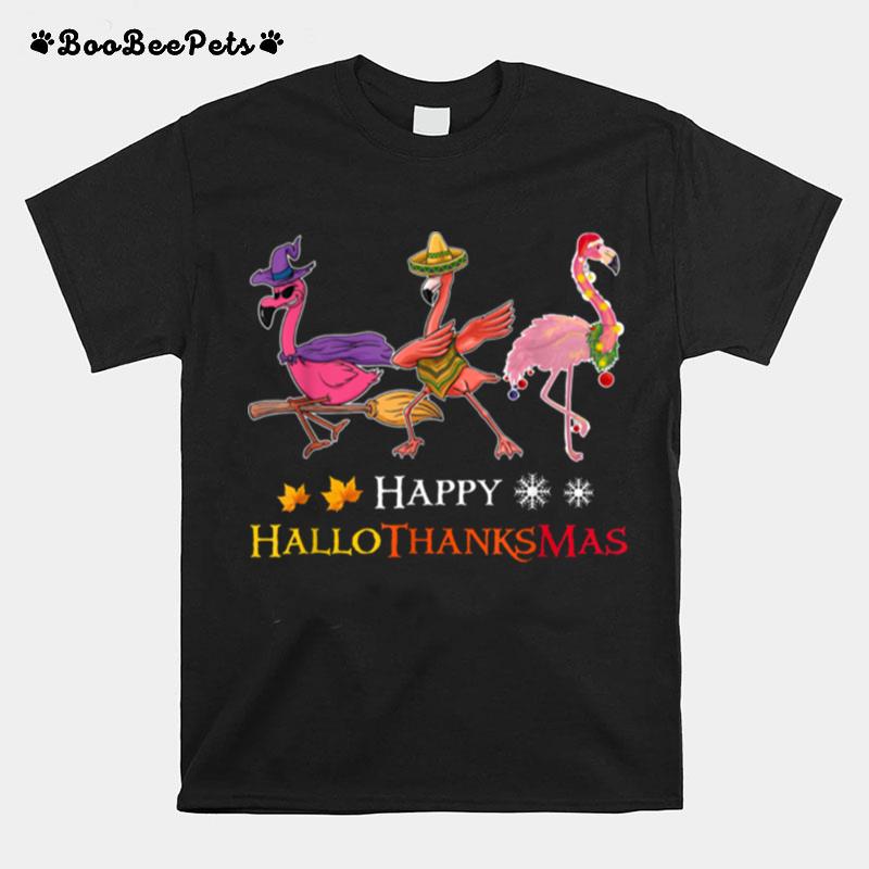 Flamingos Happy Hallothanksmas T-Shirt