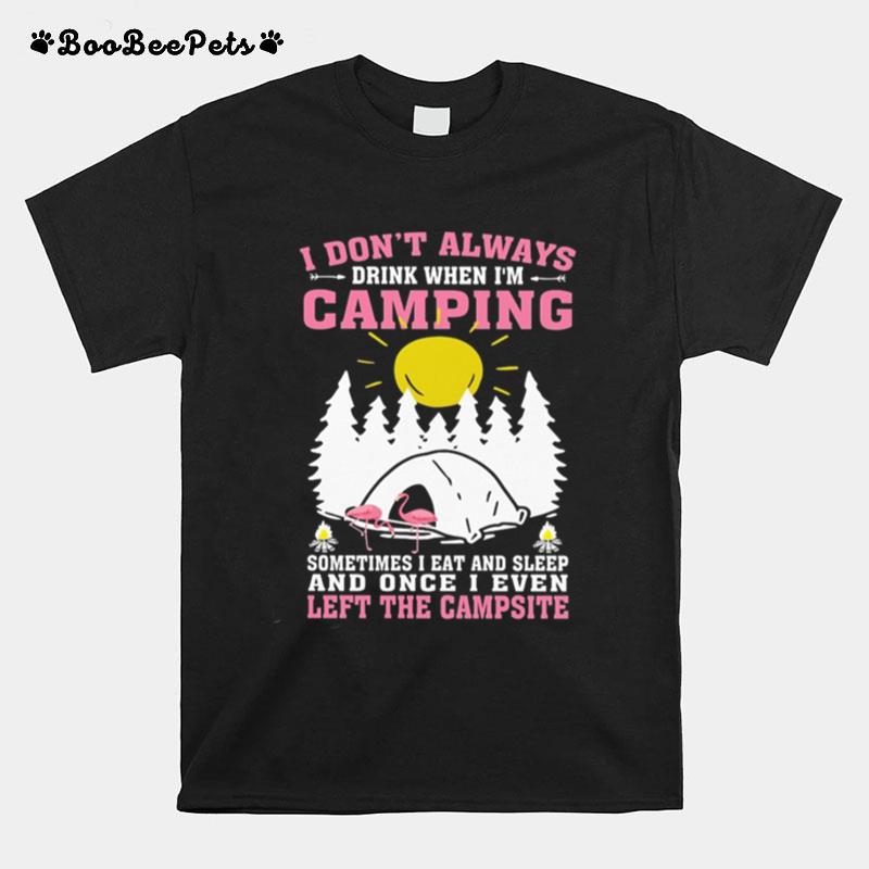 Flamingos I Dont Always Drink When Im Camping Sometimes I Eat And Sleep T-Shirt