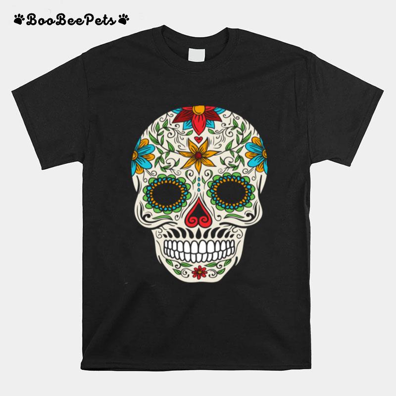 Floral Sugar Skull Day Of The Dead T-Shirt