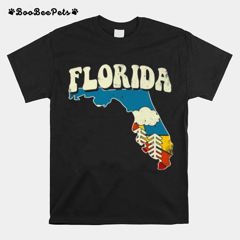 Florida Vintage State Rainbow Hippie Retro 70S Map T-Shirt