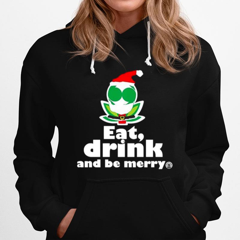 Flower Alien Santa Eat Drink And Be Merry Hoodie