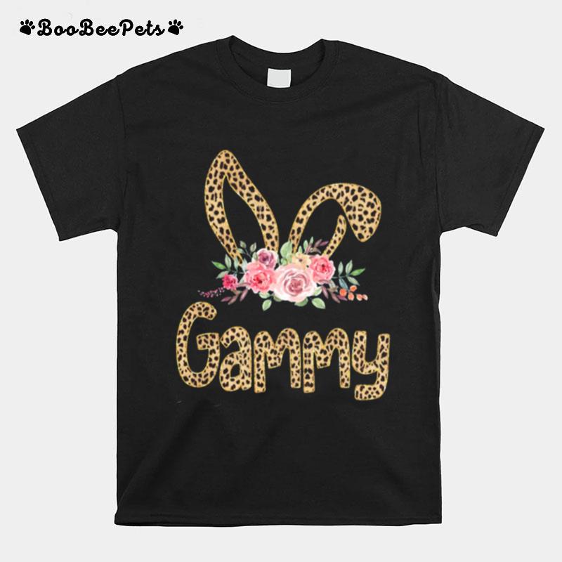 Flower Grammy Leopard Bunny T-Shirt