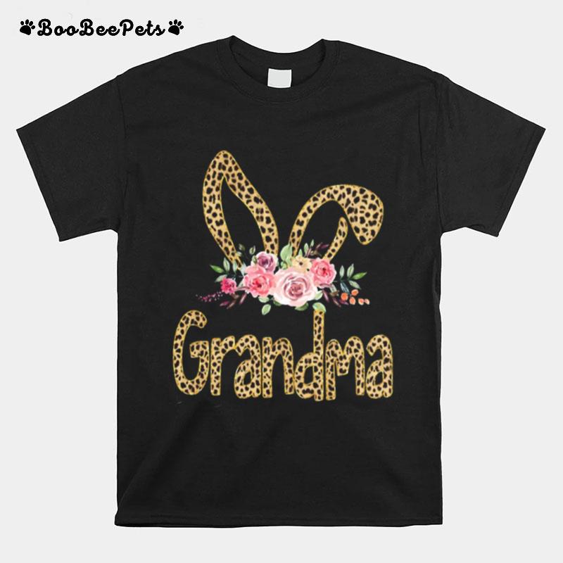 Flower Grandma Leopard Bunny T-Shirt