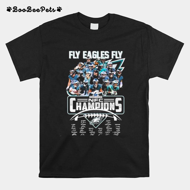 Fly Eagles Fly 2022 2023 Nfc Champions Philadelphia Eagles Team Signatures T-Shirt