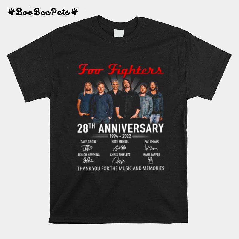 Foo Fighters Rock Band 28Th Anniversary 1994 2022 Signatures T-Shirt