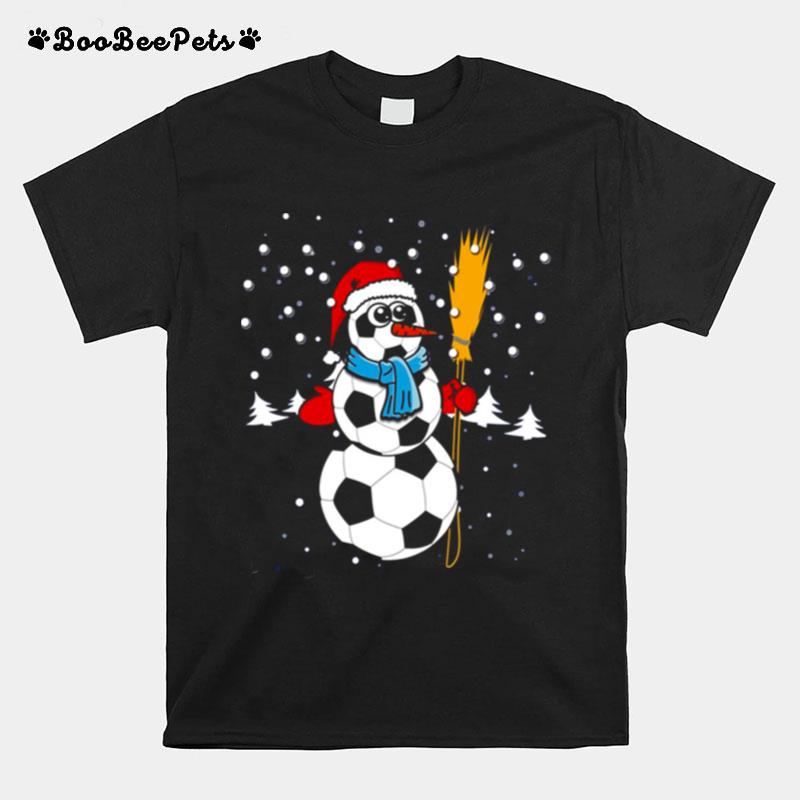 Football Soccer Football Snowman Christmas T-Shirt