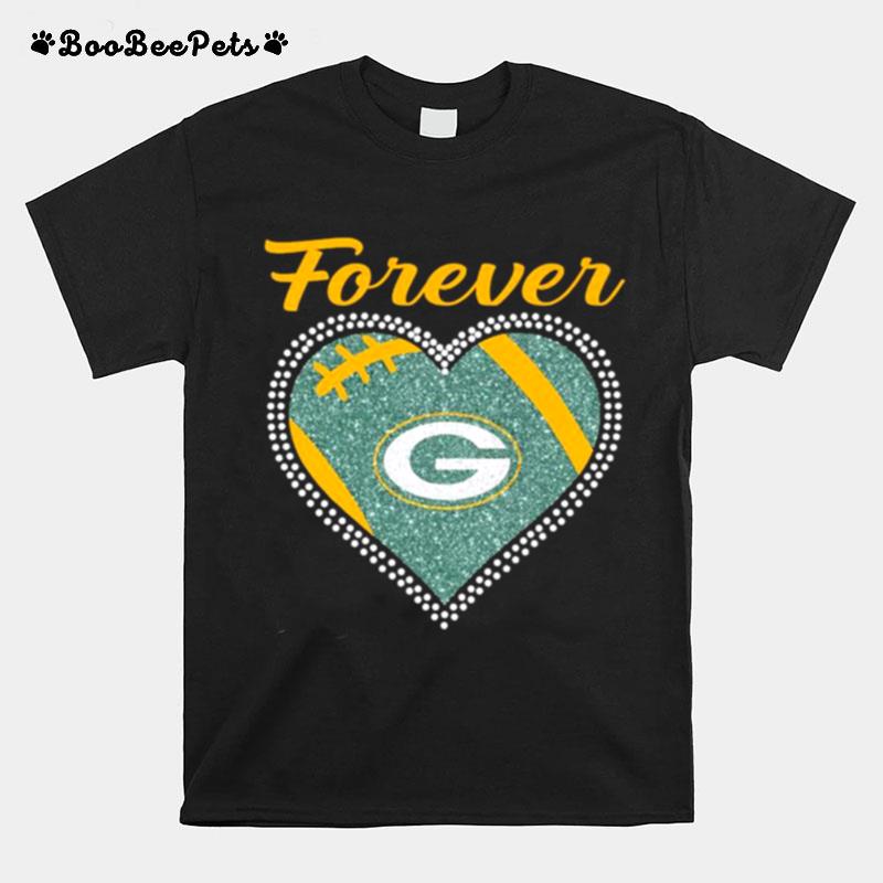 Forever Green Bay Packers Heart Diamond T-Shirt