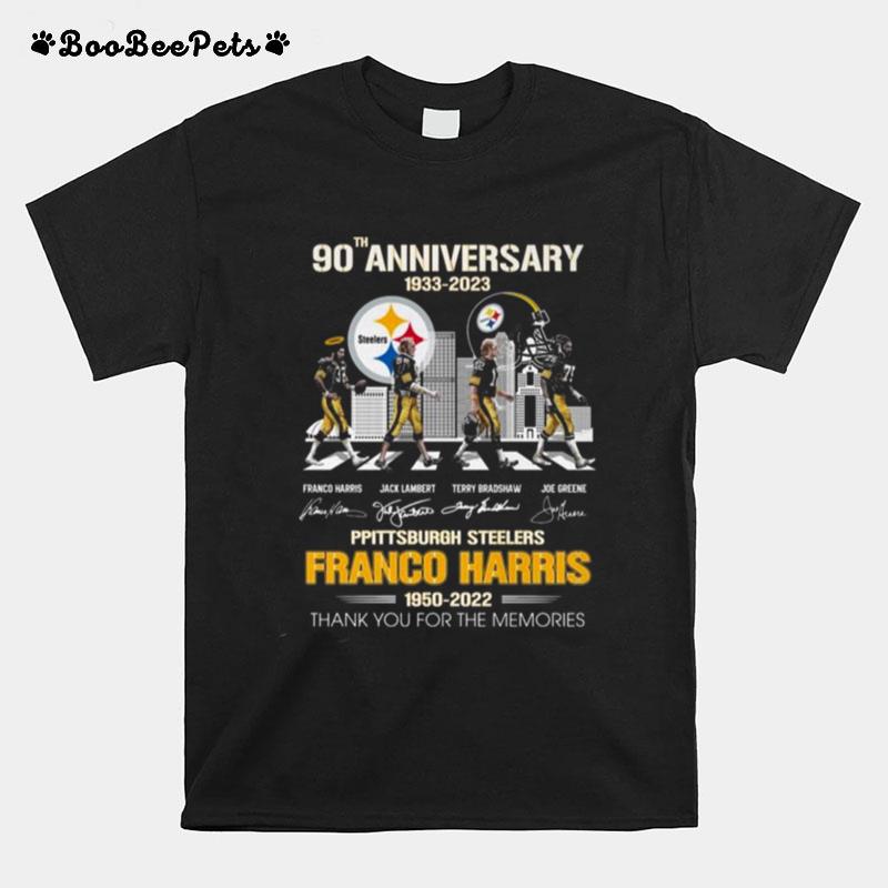 Franco Harris Pittsburgh Steelers 1950 2022 Thank You For The Memories Signatures T-Shirt