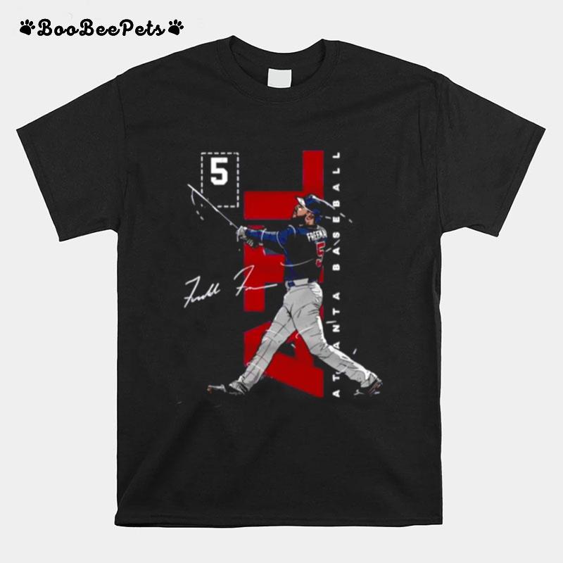 Freddie Freeman 5 For Atlanta Braves Baseball Signature T-Shirt