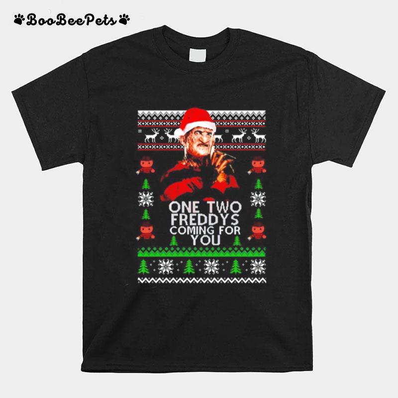 Freddy Krueger One Two Freddys Coming For You Ugly Christmas T-Shirt