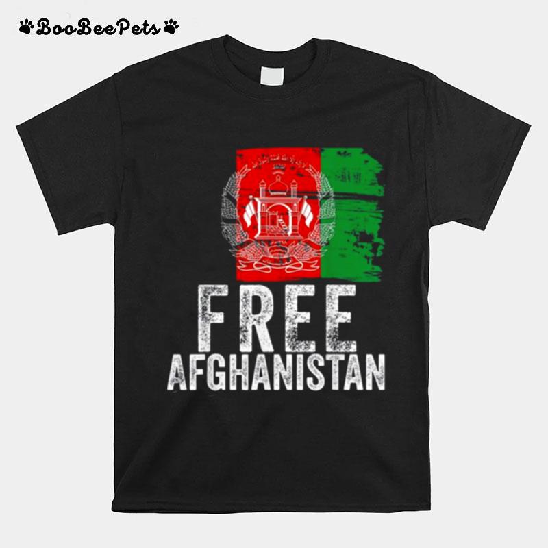 Free Afghanistan Vintage Afghanistan Flag Tee T-Shirt