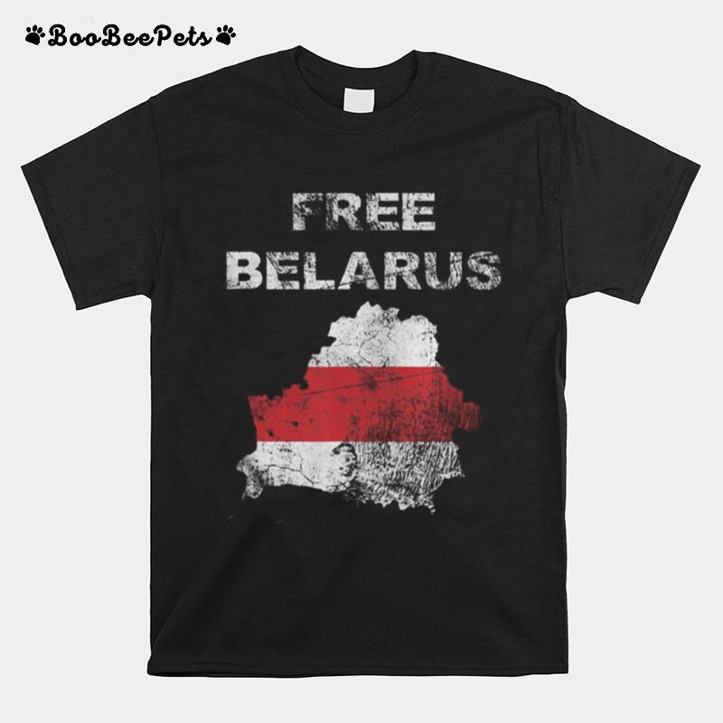 Free Belarus Map Flag Resist Lukashenko Distressed Look T-Shirt