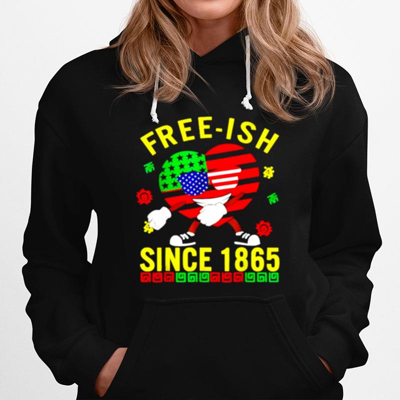 Free Ish Since 1865 Juneteenth Heart Sunglasses American Flag Hoodie