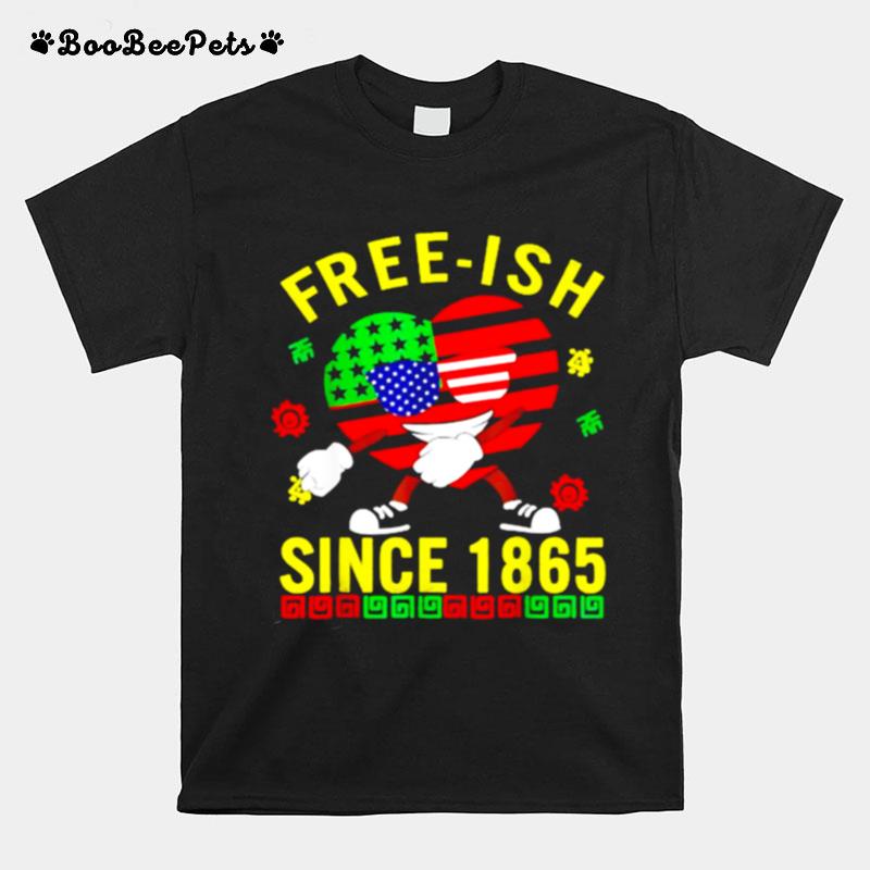 Free Ish Since 1865 Juneteenth Heart Sunglasses American Flag T-Shirt