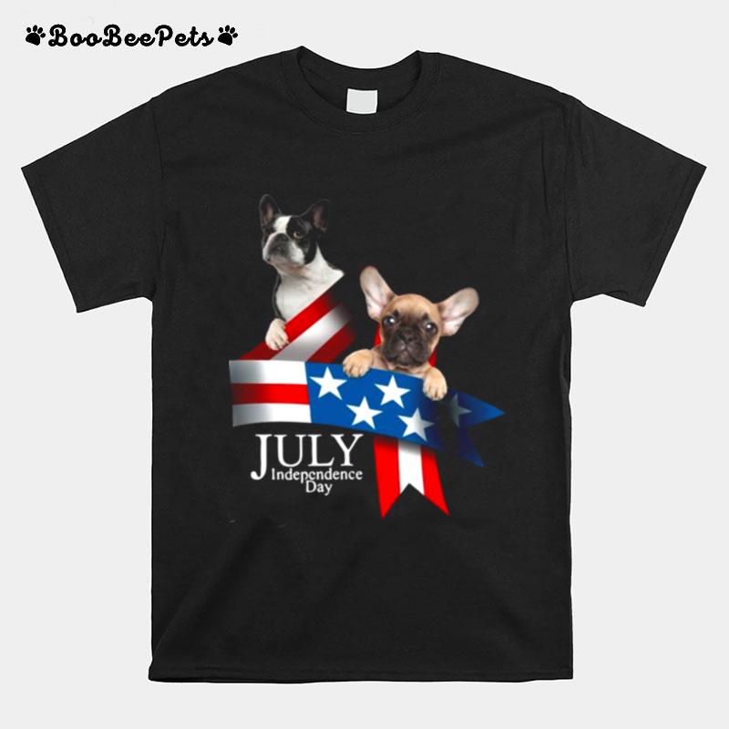 French Bulldog 4 Of July Independence Day American Flag T-Shirt