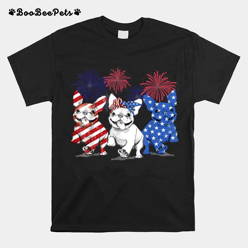 French Bulldog American Flag Frenchie 4Th Of July Firework T B09Zng2C43 T-Shirt