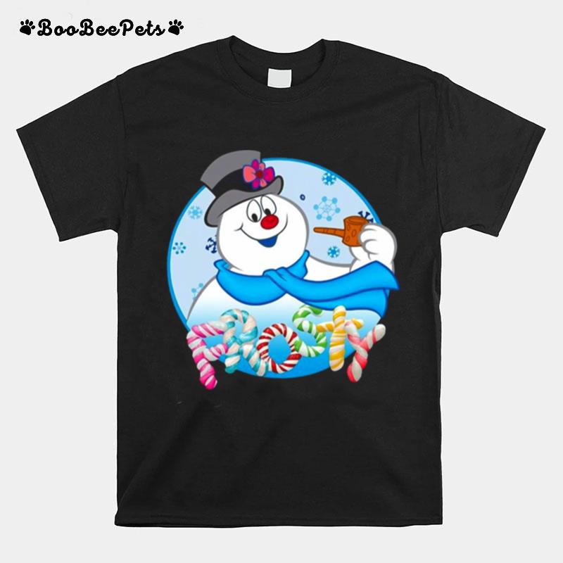 Frosty The Snowman Candy Letters Portrait T-Shirt